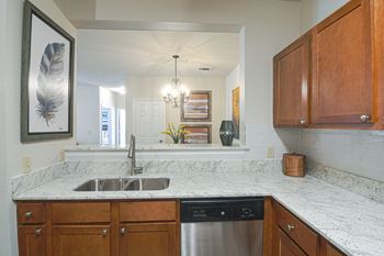 Quartz/granite countertops at The Madison of Tyler Apartment Homes in Tyler, TX
